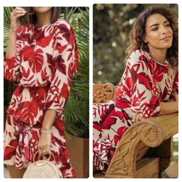 JOHANNA ORTIZ X H&M Flounced Leaf Print Dress - Picture 1 of 16
